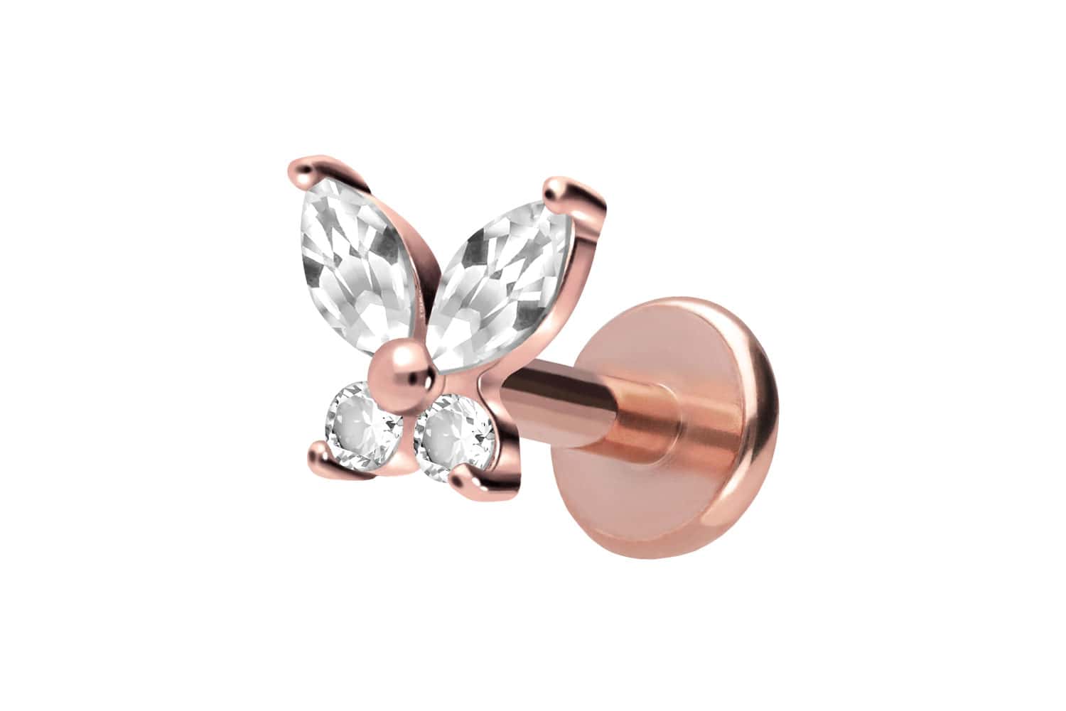 Titan Labret Piercing mit Push Fit KRISTALLSCHMETTERLING